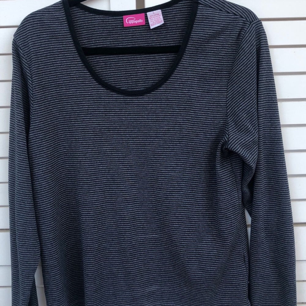 TOP PAPPAGALLO SIZE L GRAY WITH BLACK STRIPES